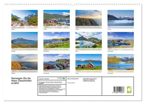 Produktbild: Norwegen Wo die Natur Geschichten erz&auml;hlt (hochwertiger Premium Wandkalender 2027 DIN A2 quer), Kunstdruck in Hochglanz