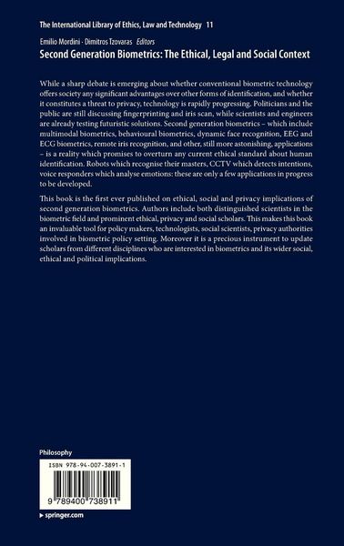 Produktbild: Second Generation Biometrics: The Ethical, Legal and Social Context
