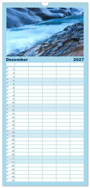 Produktbild: Familienplaner 2027 - Farben und Formen der Verzasca mit 5 Spalten (Wandkalender, 21 x 45 cm) CALVENDO