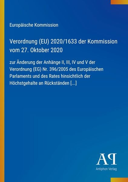Produktbild: Verordnung (EU) 2020/1633 der Kommission vom 27. Oktober 2020