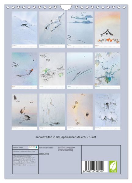 Produktbild: Jahreszeiten in Stil japanischer Malerei - Kunst (Wandkalender 2026 DIN A4 hoch), CALVENDO Monatskalender