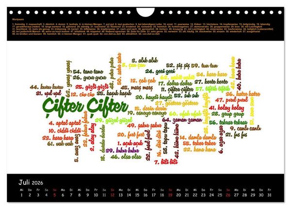 Produktbild: Sprachkalender T&uuml;rkisch-Deutsch (Wandkalender 2026 DIN A4 quer), CALVENDO Monatskalender