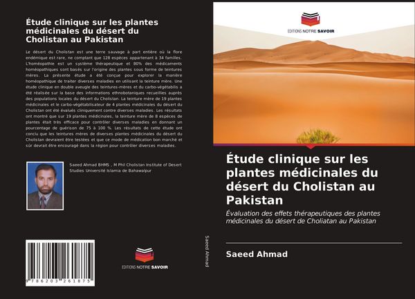 Produktbild: &Eacute;tude clinique sur les plantes m&eacute;dicinales du d&eacute;sert du Cholistan au Pakistan