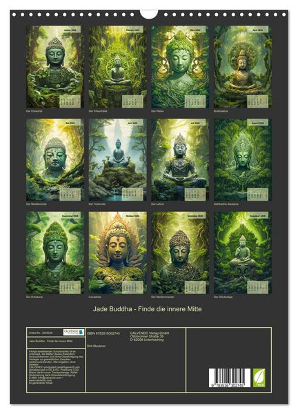 Produktbild: Jade Buddha - Finde die innere Mitte (Wandkalender 2026 DIN A3 hoch), CALVENDO Monatskalender