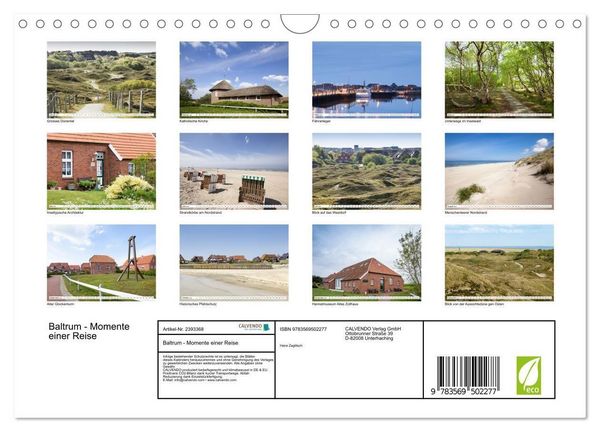 Produktbild: Baltrum - Momente einer Reise (Wandkalender 2027 DIN A4 quer), CALVENDO Monatskalender