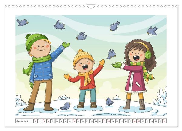 Produktbild: Der bunte Kinderkalender (Wandkalender 2026 DIN A3 quer), CALVENDO Monatskalender