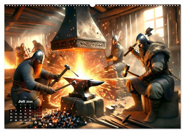 Produktbild: Wikinger - Ein Jahr im Leben der Nordm&auml;nner (hochwertiger Premium Wandkalender 2026 DIN A2 quer), Kunstdruck in Hochglanz