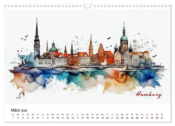 Produktbild: Skylines exklusiv (Wandkalender 2026 DIN A3 quer), CALVENDO Monatskalender