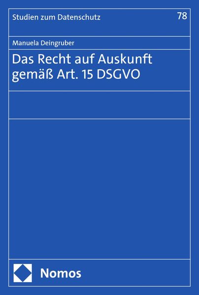 Produktbild: Das Recht auf Auskunft gem&auml;&szlig; Art. 15 DSGVO