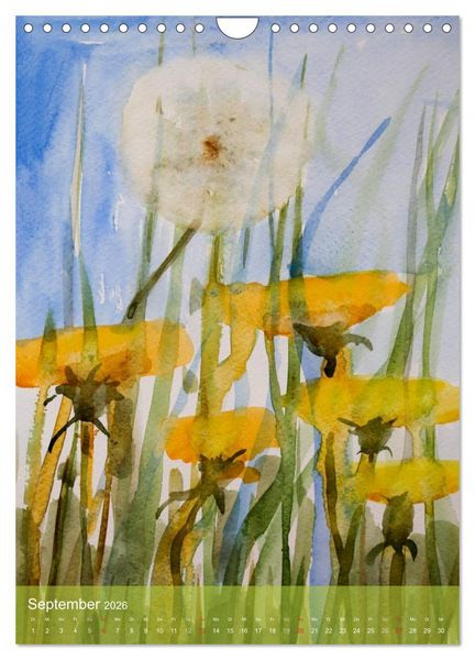 Produktbild: Karl Sock Blumenaquarelle (Wandkalender 2026 DIN A4 hoch), CALVENDO Monatskalender