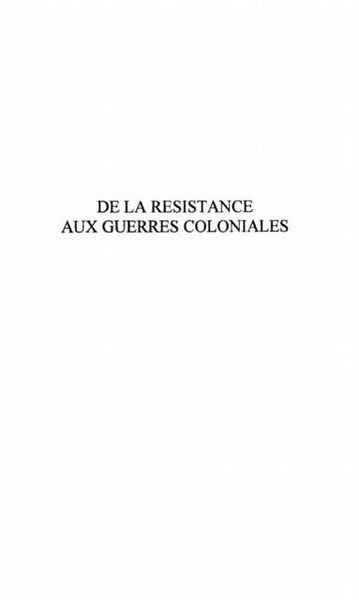 Produktbild: De La Resistance Aux Guerres Coloniales