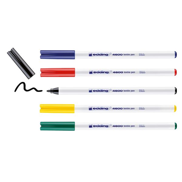 Produktbild: edding 4600 Textilmarker 1mm 5er Set Standard Farben