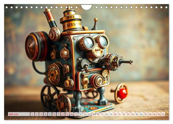Produktbild: Mechanische Wunderwelten - Ein Jahr mit Steampunk Toys (Wandkalender 2026 DIN A4 quer), CALVENDO Monatskalender