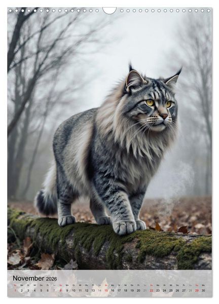 Produktbild: Maine Coon Kalender - Majest&auml;tische Katzen in der Natur (Wandkalender 2026 DIN A3 hoch), CALVENDO Monatskalender