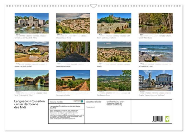 Produktbild: Languedoc-Roussillon - unter der Sonne des Midi (Wandkalender 2026 DIN A2 quer), CALVENDO Monatskalender