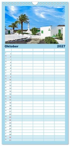 Produktbild: Familienplaner 2027 - Lanzarote - Wo die Vulkane die Landschaft formten mit 5 Spalten (Wandkalender, 21 x 45 cm) CALVENDO