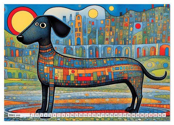 Produktbild: Bunte Hundebande (hochwertiger Premium Wandkalender 2026 DIN A2 quer), Kunstdruck in Hochglanz