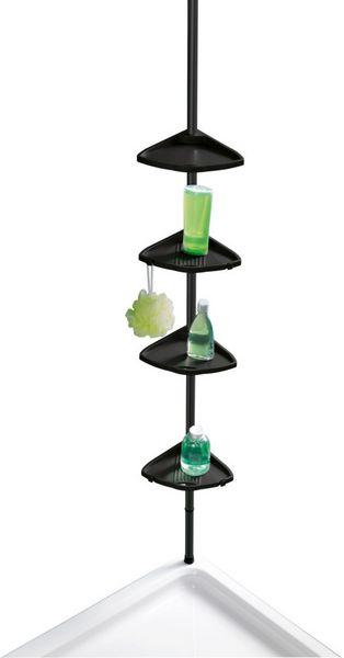 Produktbild: Duschecke Mod. Compact, schwarz, Aluminium, 26x78-275x19,5 cm, 4 Ablagen, 8 Haken, teleskopisch