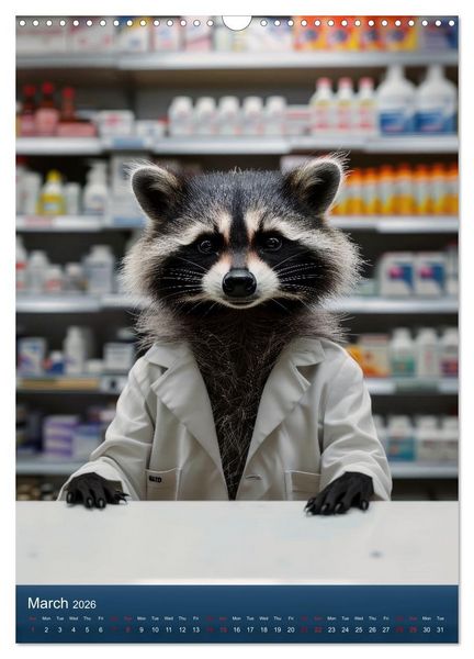 Produktbild: Funny animals in a pharmacist outfit (Wall Calendar 2026 DIN A3 portrait), CALVENDO 12 Month Wall Calendar