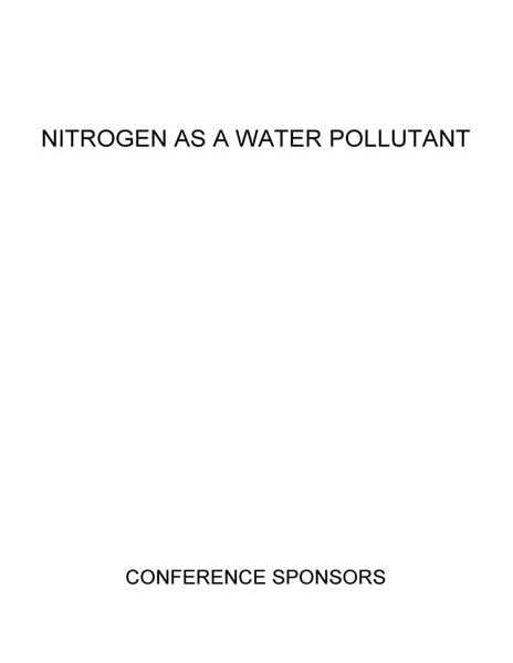 Produktbild: Proceedings of the Conference on Nitrogen as a Water Pollutant