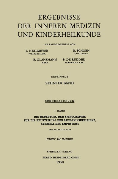 Produktbild: Die Bedeutung der Spirographie f&uuml;r die Beurteilung der Lungeninsuffizienz, speziell des Emphysems