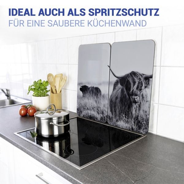 Produktbild: Herdabdeckplatte Universal Mod. Highland Cattle, 2er Set, f&uuml;r alle Herdarten geeignet