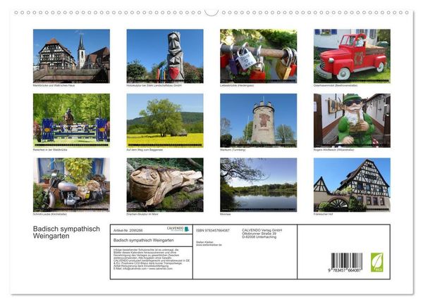 Produktbild: Badisch sympathisch Weingarten (hochwertiger Premium Wandkalender 2026 DIN A2 quer), Kunstdruck in Hochglanz