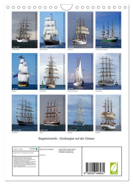 Produktbild: Segelromantik - Gro&szlig;segler auf der Ostsee (Wandkalender 2026 DIN A4 hoch), CALVENDO Monatskalender
