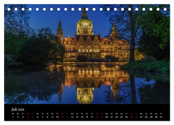 Produktbild: Hannover bei Nacht 2026 (Tischkalender 2026 DIN A5 quer), CALVENDO Monatskalender