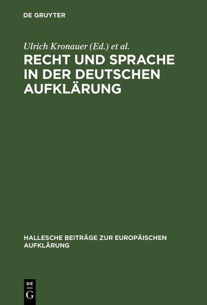 Produktbild: Recht und Sprache in der deutschen Aufkl&auml;rung