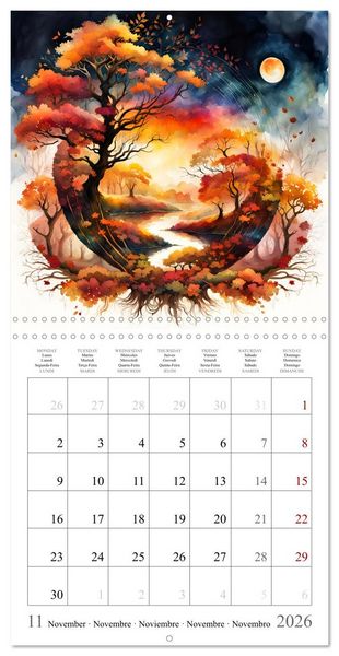 Produktbild: Magie des quatre saisons (Calendrier mural carr&eacute; 2026 30x30 cm) Calendrier double avec une page pour vos prises de notes