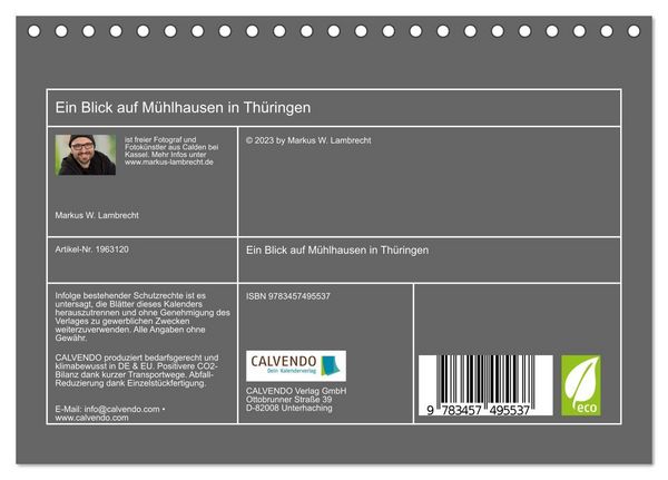 Produktbild: Ein Blick auf M&uuml;hlhausen in Th&uuml;ringen (Tischkalender 2026 DIN A5 quer), CALVENDO Monatskalender