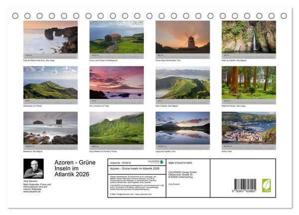 Produktbild: Azoren - Gr&uuml;ne Inseln im Atlantik 2026 (Tischkalender 2026 DIN A5 quer), CALVENDO Monatskalender