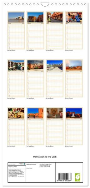 Produktbild: Familienplaner 2026 - Marrakesch die rote Stadt mit 5 Spalten (Wandkalender, 21 x 45 cm) CALVENDO