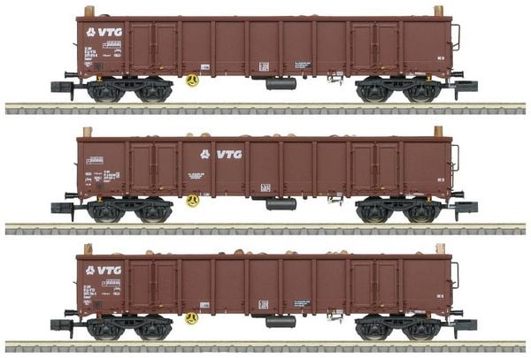 MiniTrix 18288 N 3er-Set Hochbordwagen Eanos der VTG, MHI
