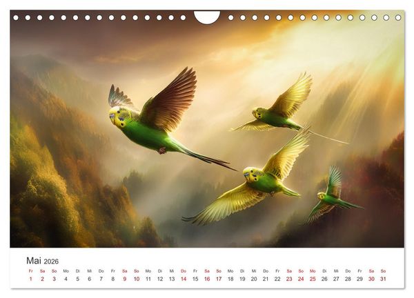 Produktbild: Zwitscherzeit - Ein Kalender voller Wellensittiche (Wandkalender 2026 DIN A4 quer), CALVENDO Monatskalender