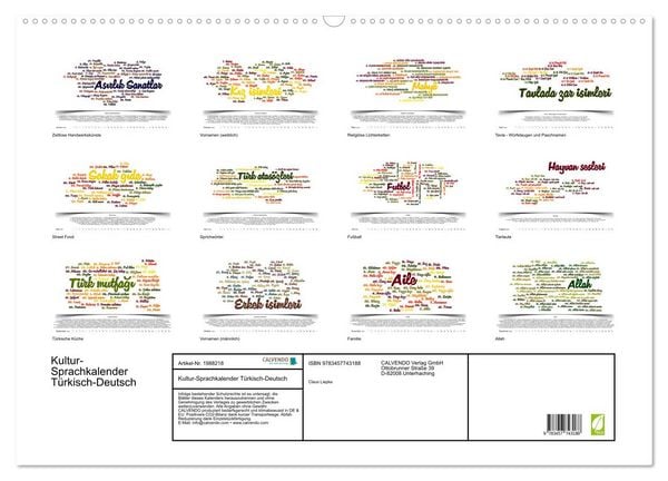 Produktbild: Kultur-Sprachkalender T&uuml;rkisch-Deutsch (Wandkalender 2026 DIN A2 quer), CALVENDO Monatskalender