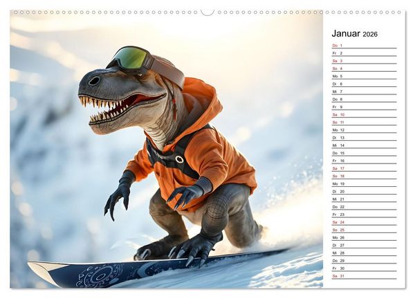 Produktbild: Sportlicher T-Rex - Mit Fun durch das Jahr (Wandkalender 2026 DIN A2 quer), CALVENDO Monatskalender