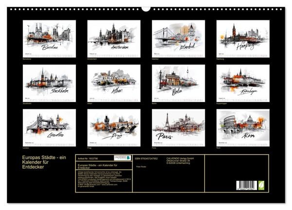 Produktbild: Europas St&auml;dte - ein Kalender f&uuml;r Entdecker (Wandkalender 2026 DIN A2 quer), CALVENDO Monatskalender