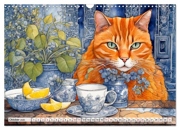Produktbild: Katzenzauber - Katzenkalender mit stimmungsvollen Bildern (Wandkalender 2026 DIN A3 quer), CALVENDO Monatskalender