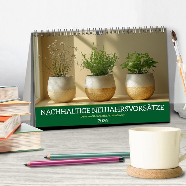 Produktbild: Nachhaltige Neujahrsvors&auml;tze - Der umweltfreundliche Jahreskalender (Tischkalender 2026 DIN A5 quer), CALVENDO Monatskalender