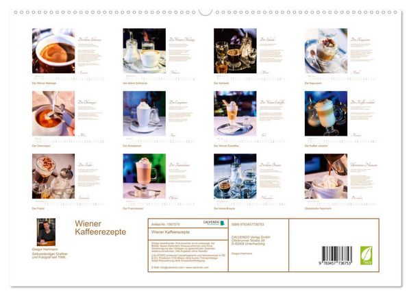 Produktbild: Wiener Kaffeerezepte (hochwertiger Premium Wandkalender 2026 DIN A2 quer), Kunstdruck in Hochglanz