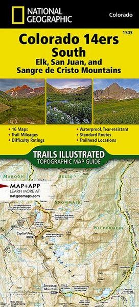 Produktbild: Colorado 14ers South Map [San Juan, Elk, and Sangre de Cristo Mountains]