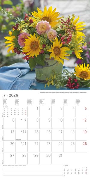 Produktbild: Alpha Edition - Blumenträume 2026 Broschürenkalender, 30x30cm, Wandkalender mit Platz für Notizen und Termine, hochwertige Bildmotive, Mondphasen, Mon