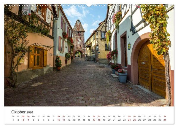 Produktbild: Els&auml;sser Weinstra&szlig;e, malerische D&ouml;rfer in idyllischer Landschaft (Wandkalender 2026 DIN A2 quer), CALVENDO Monatskalender
