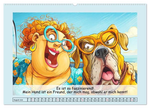 Produktbild: Frauchen und Hund. Witzige Cartoons vom t&auml;glichen Chaos (Wandkalender 2026 DIN A2 quer), CALVENDO Monatskalender