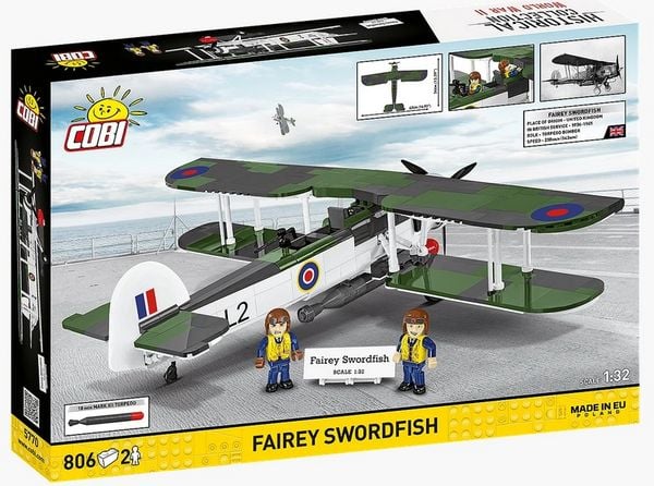 Produktbild: COBI Historical Collection 5770 - Fairey Swordfish, WWII, Bausatz 1:32, 806/2 Klemmbausteine