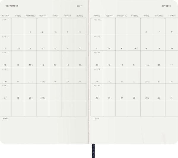 Produktbild: Moleskine 12 Monate Tageskalender 2027, Large/A5, 1 Tag = 1 Seite, Weicher Einband, Saphir