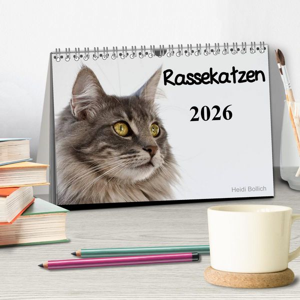 Produktbild: Rassekatzen 2026 (Tischkalender 2026 DIN A5 quer), CALVENDO Monatskalender