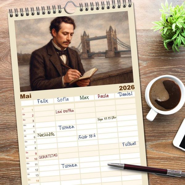 Produktbild: Familienplaner 2026 - Theodor Fontane mit 5 Spalten (Wandkalender, 21 x 45 cm) CALVENDO